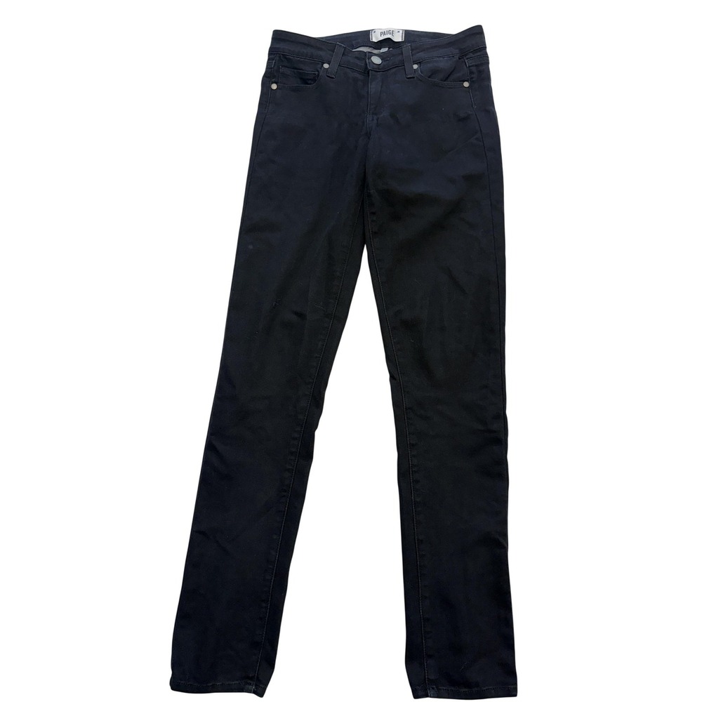 Paige Peg Skinny Jeans Womens 25 Black Dark Wash Mid Rise Stretch Denim 27x29